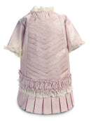 Rose Silk Princess Style Dress With Lattice Pattern Tucks