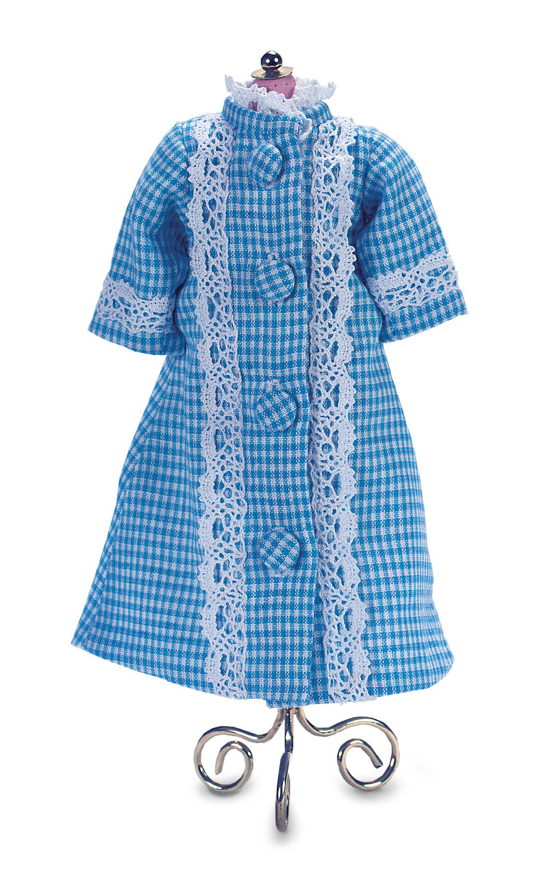 Blue & White Checkered Princess Style Doll Dress