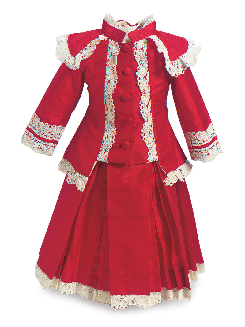 Cherry Red Silk Two Piece Dress