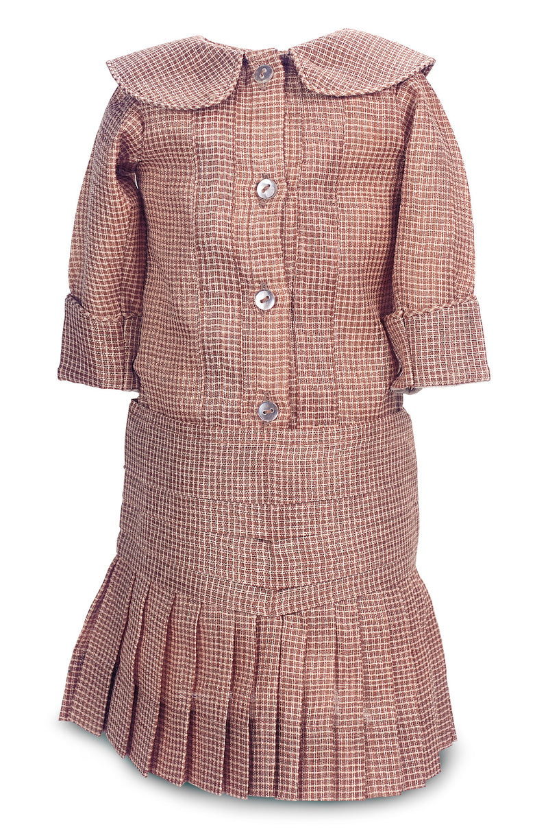 Taupe/Cream Checkered Silk Dress