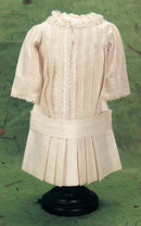 Taupe Silk Princess Style Dress with Cafe-Au-Lait Trim