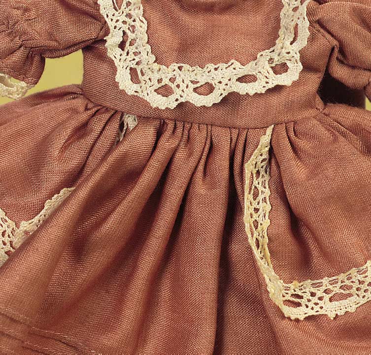 Sand Brown Silk Dress And Bonnet