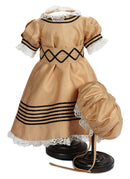 Sandstone Silk Dress with Charlotte Cap