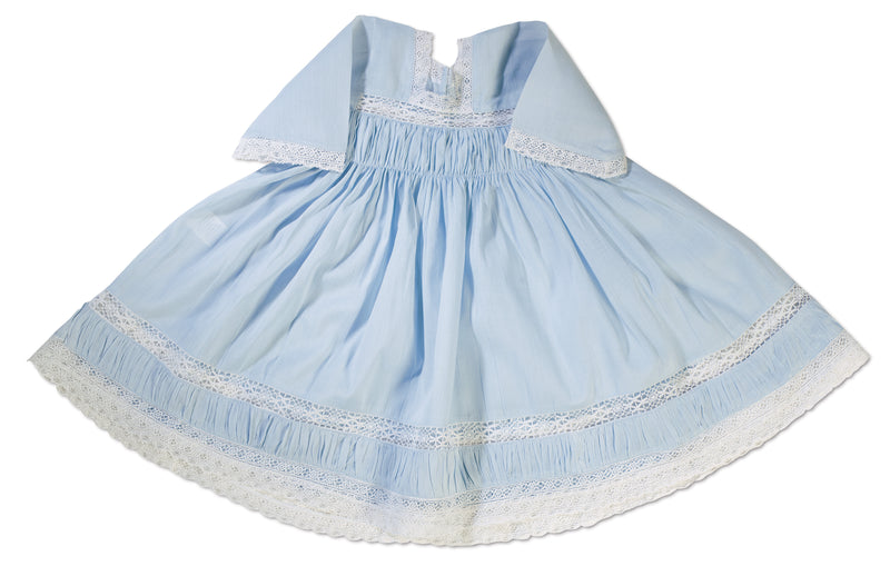 Blue Cotton High-Waist Dress
