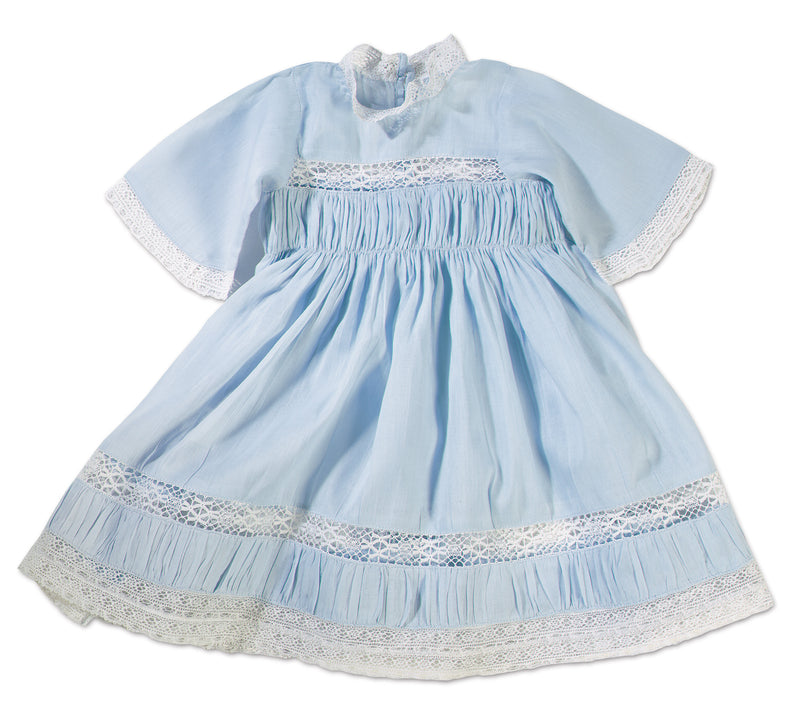 Blue Cotton High-Waist Dress