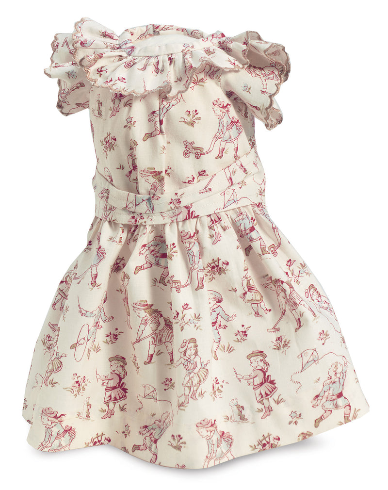 Cream Print Dress with Capelet Sleeves