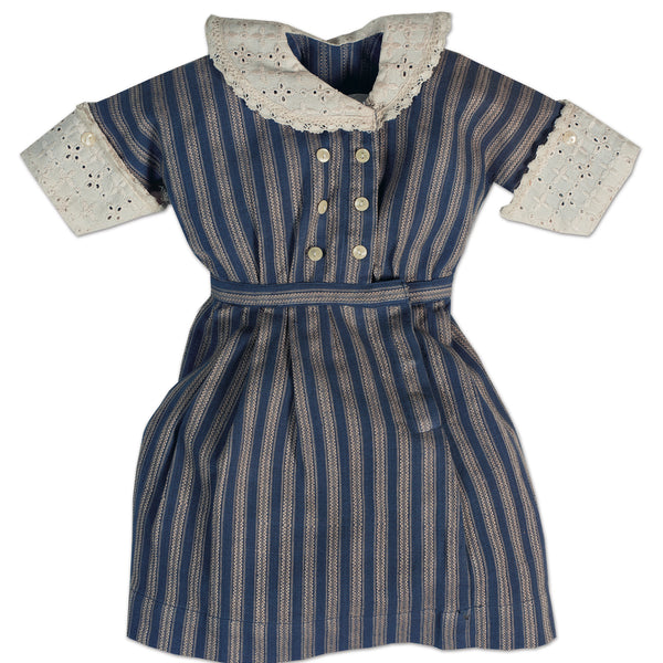 blue and cream striped dress Shirt Dress in Striped Cotton with Mesh Tape Medium blue-cream / 10