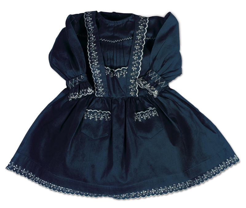 Blue Cotton Dress With Pinafore