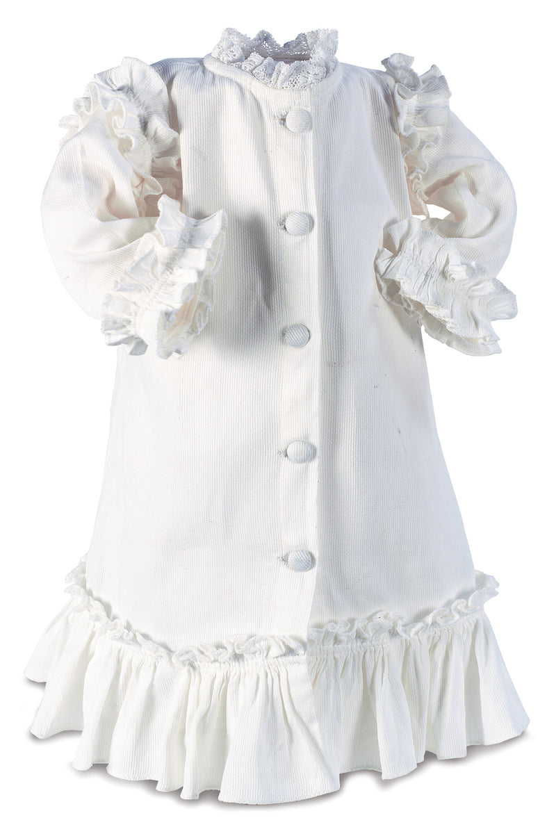 White Pique Princess Dress with Frou Frou Ruffles