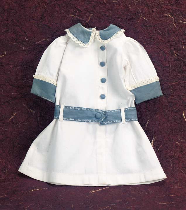 Drop Waist Cotton School Dress With Feather Stitch Embroidery