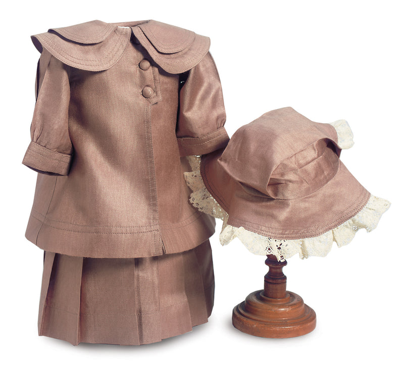 Brown Silk Jacket, Skirt, and Hat