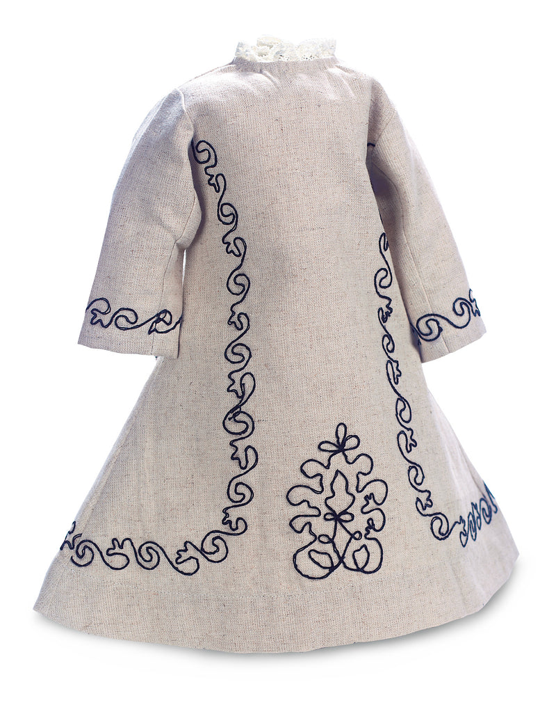 Linen Like Cotton Dress With Black Soutache Embroidery