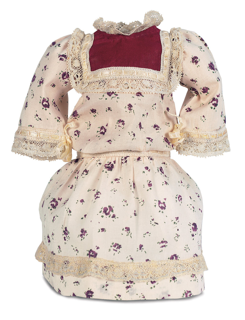 Flowered Cotton Dress with Bertha Collar