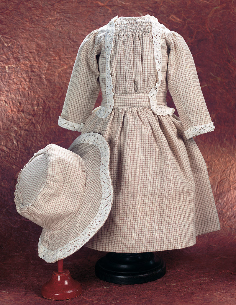 Cotton Plaid Dress And Bonnet