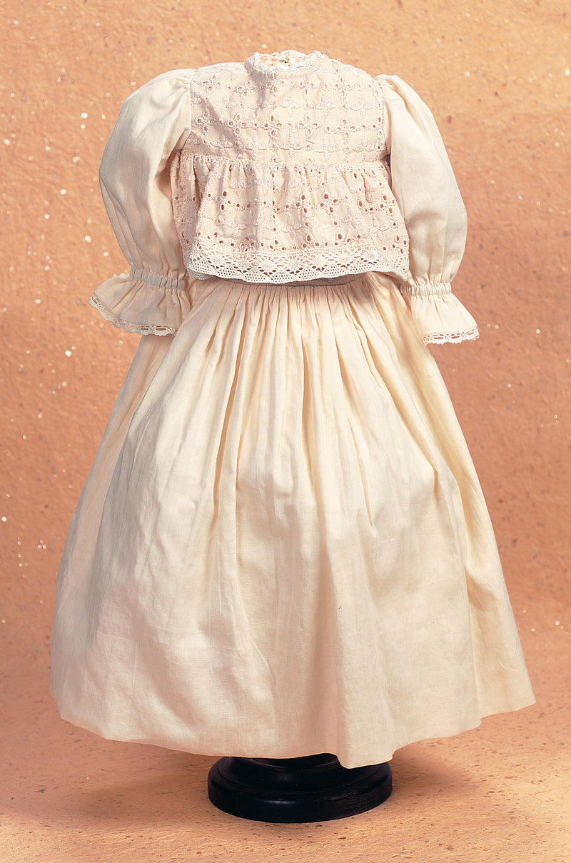 Cream Cotton School Dress With Cutwork Bodice