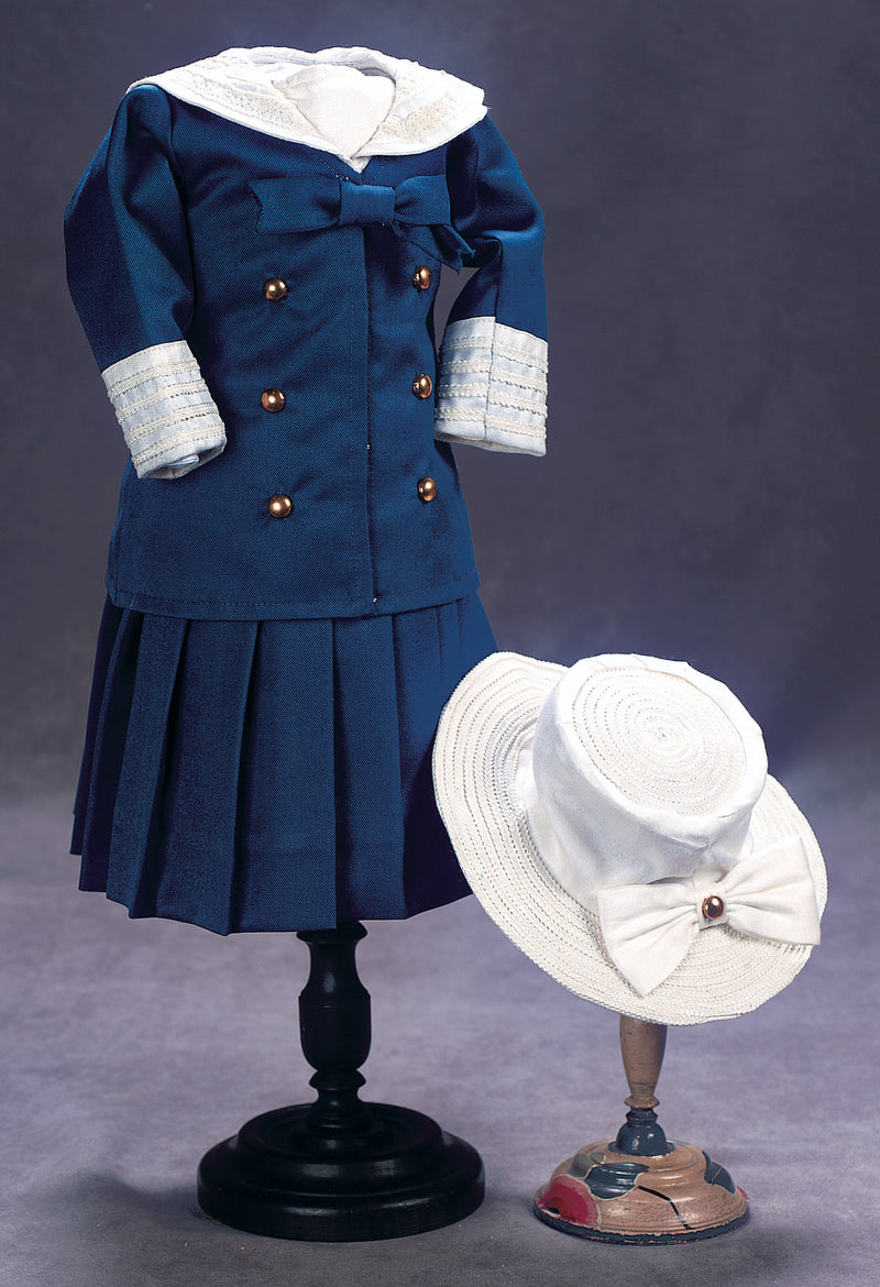 Navy Dress With Jacket & Cream Hat