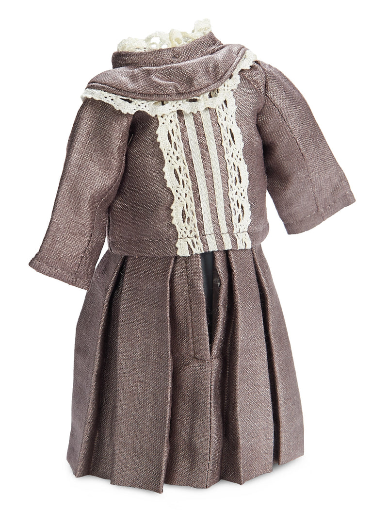 Slate-Grey Silk Two Piece Dress for Petite Lady Doll