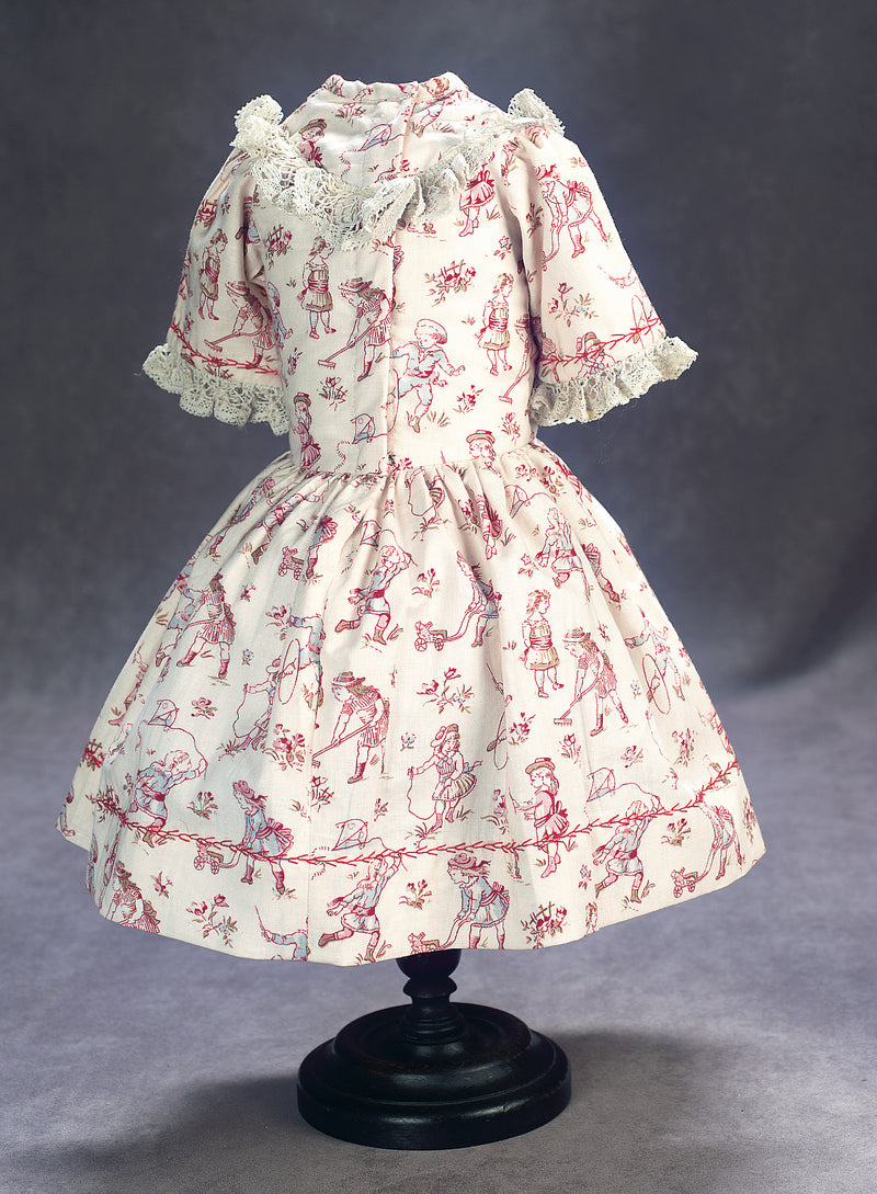 Cotton School Dress With Bonnet In Exclusive Fabric