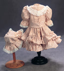 Tan & Cream Cotton Dress with Matching Bonnet