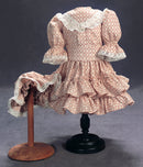 Tan & Cream Cotton Dress with Matching Bonnet