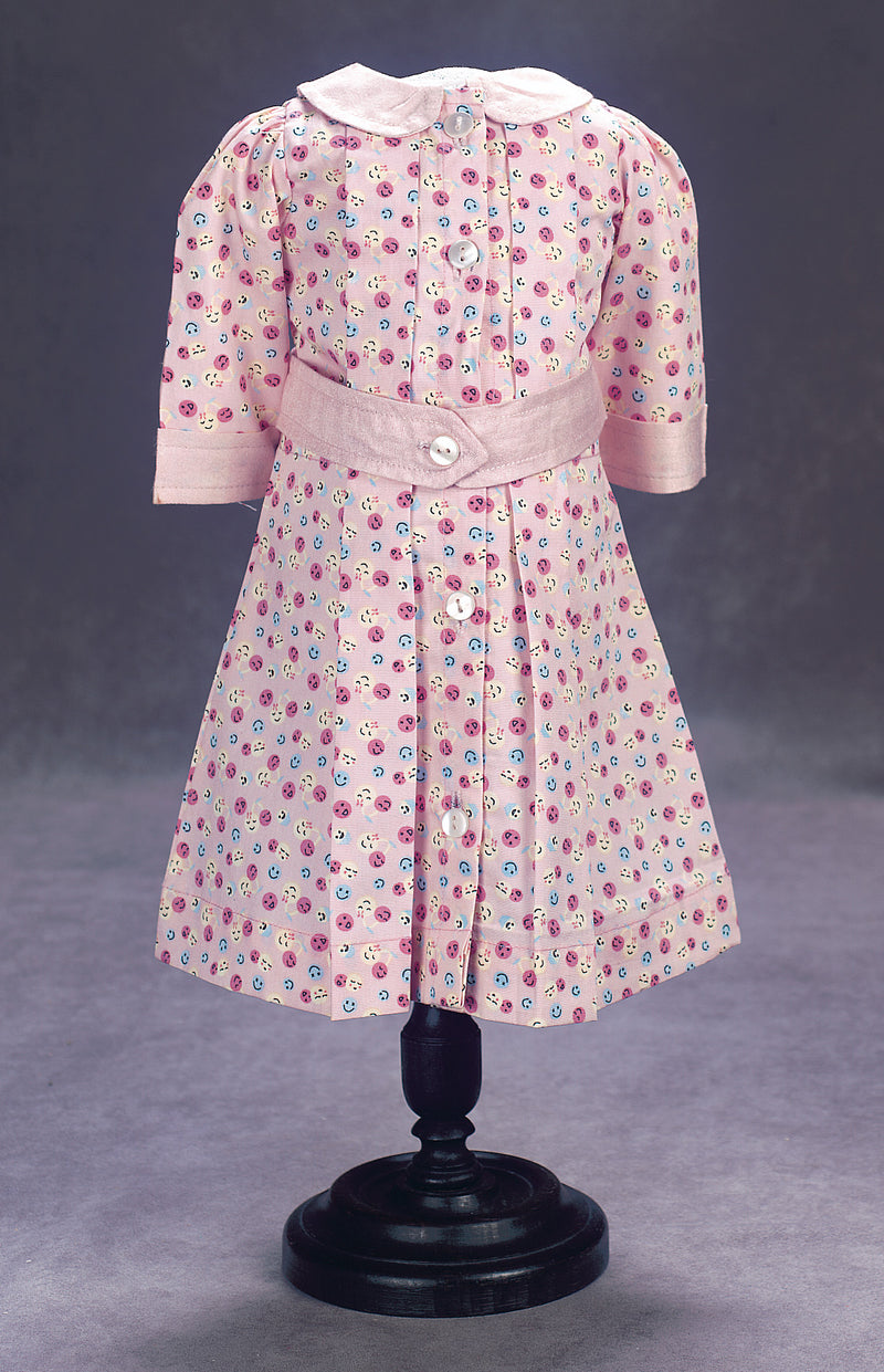 Pink Cotton Print Dress with Cap
