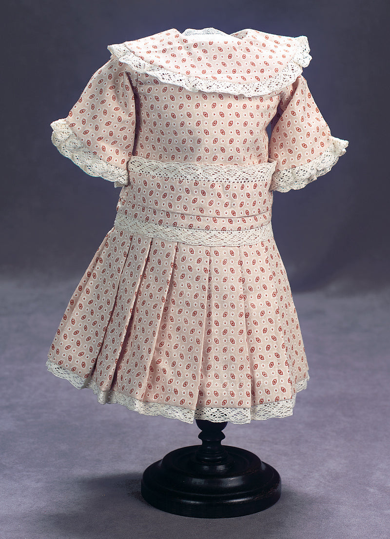 Cream Cotton Print Dress With Wide Sash