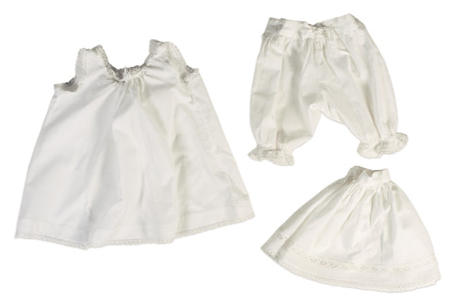 White Cotton Three Piece Undergarment Set