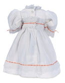 White Cotton Dress with Peach Silk  Ribbons