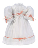 White Cotton Dress with Peach Silk  Ribbons