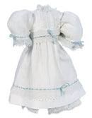 White Cotton Dress with Blue Silk Ribbons