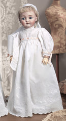 White Embroidered Dress/Cap Rose Ribbon