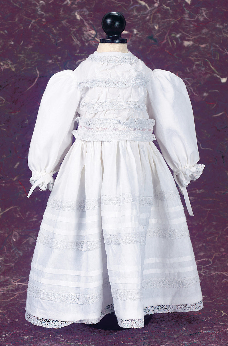 Lace And Tucks White Cotton Dress