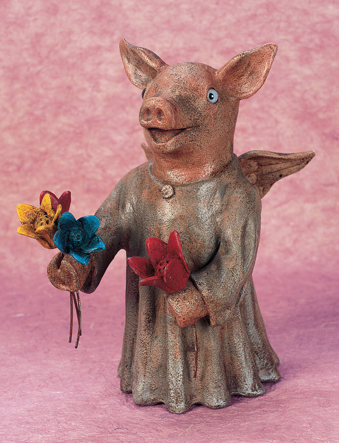 Angel-Pig With Flowers By Christopher Blake