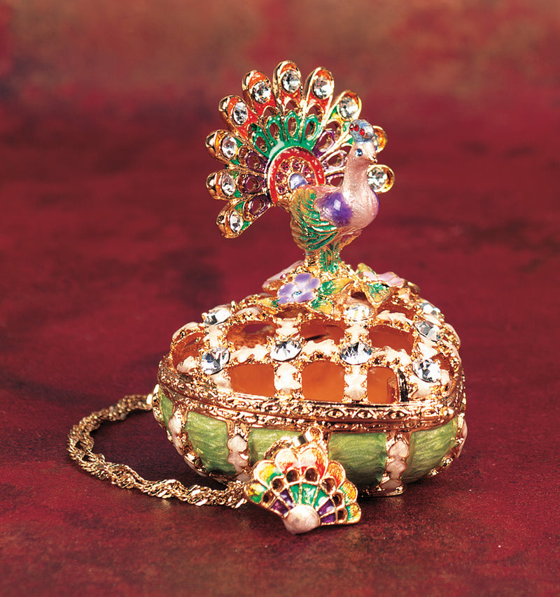Peacock Trinket Box With Necklace