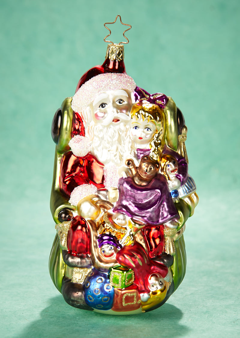 Santa And Dolls Blown Glass Ornament