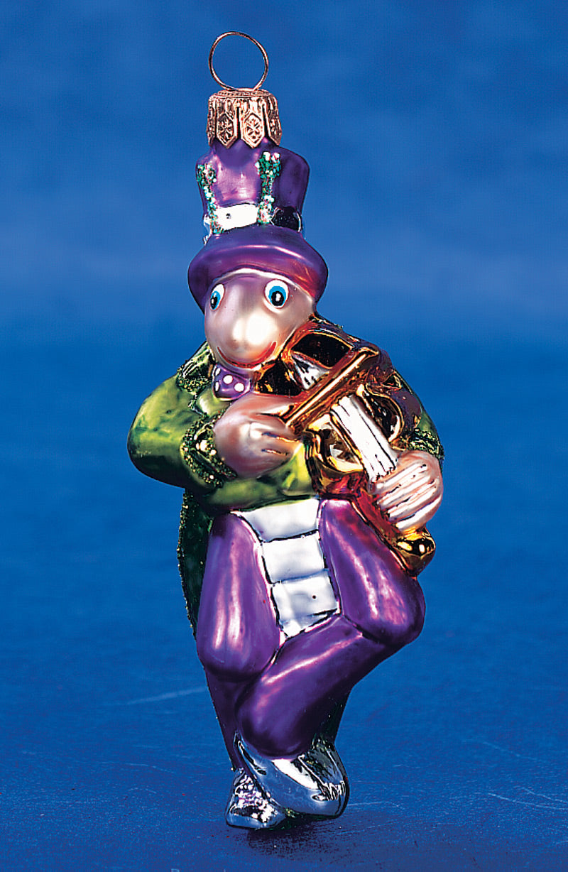 Purple Suited Mr Cricket Glass Ornament