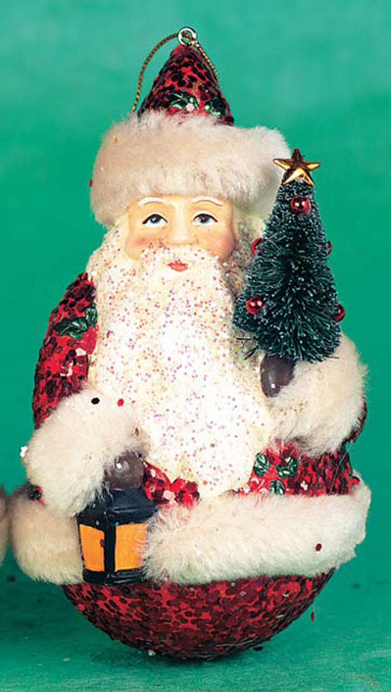 Roly Poly Santa Ornament in Red