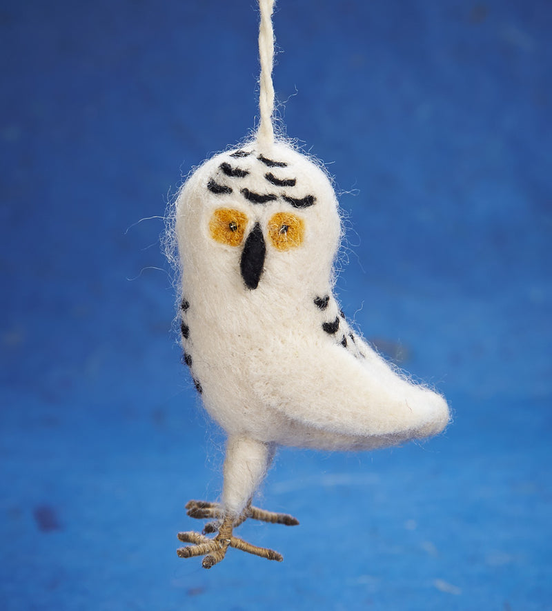 Felted Snowy Owl Ornament