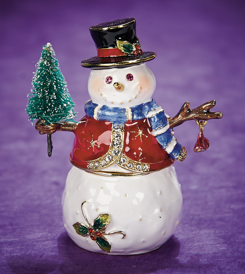 Rusty the Snowman Trinket Box with Necklace