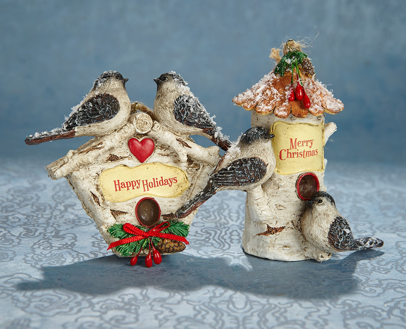 Chickadee Birdhouse Ornaments