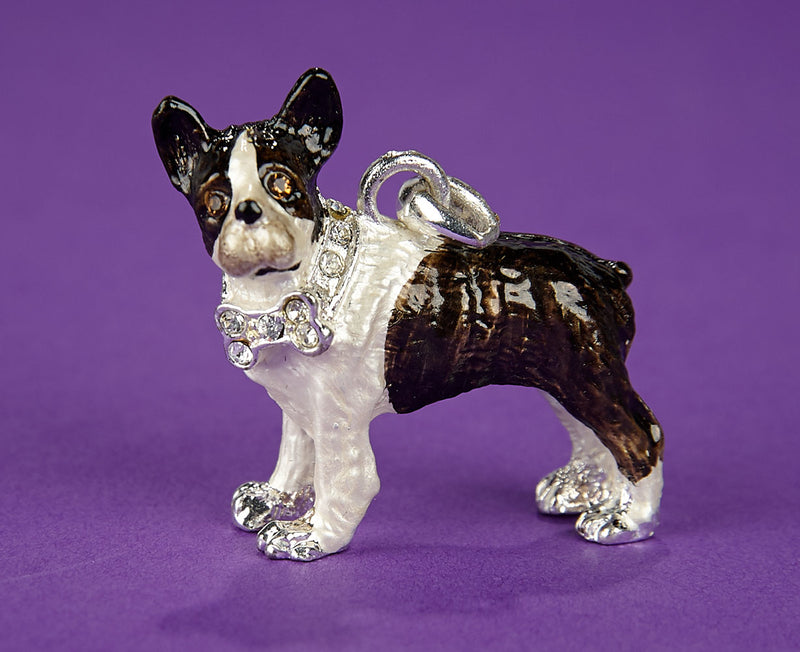 Boston Terrier and Bone Brooch