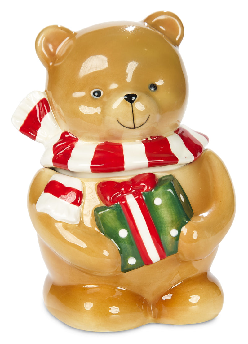 Holiday Teddy Bear Candy Jar