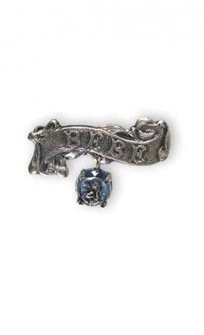 Old Store Stock Silver Banner Pin with Gem