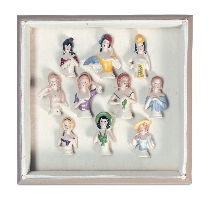 Wooden Shadow Boxes With Half Dolls by Anne Arroyo