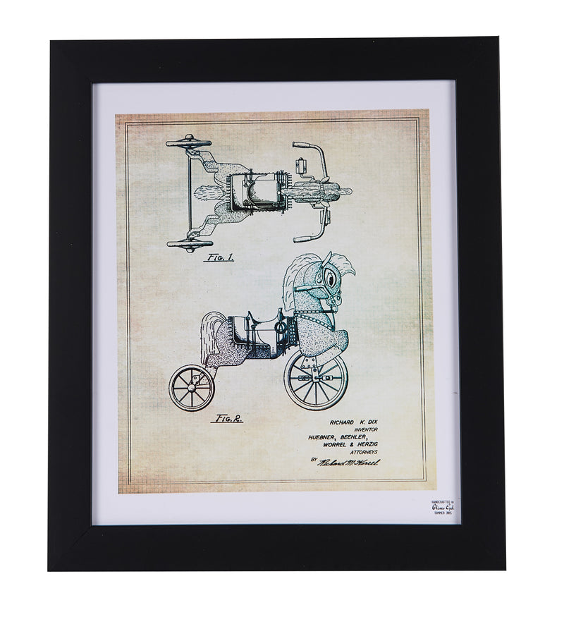 Horse Tricycle Patent Sketch Framed Print