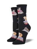 Cat on Book Womens' Cotton Crew Socks