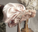 Peach Silk Wire-Framed Bonnet for Large Doll