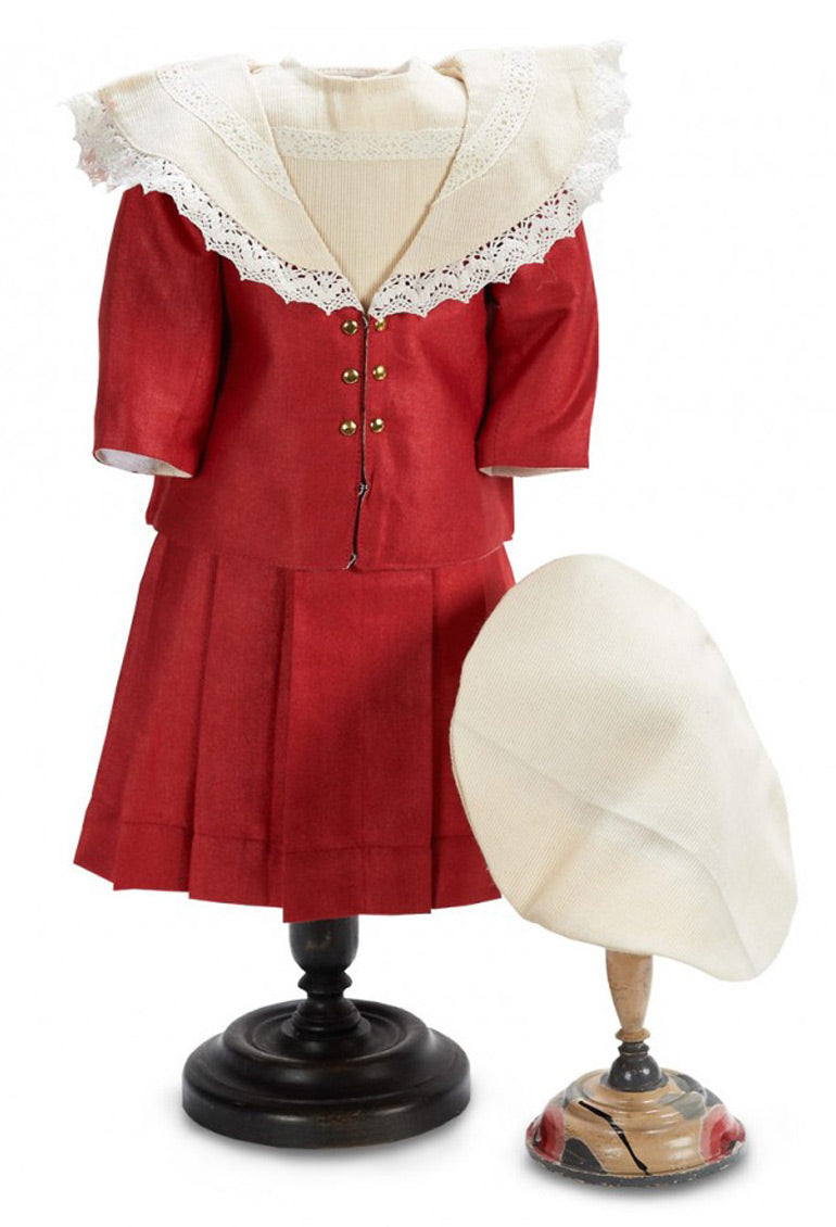 Red Silk Sailor Dress, Jacket & Hat