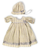 Cream Cotton & Lavender Ribbon Dress and Bonnet