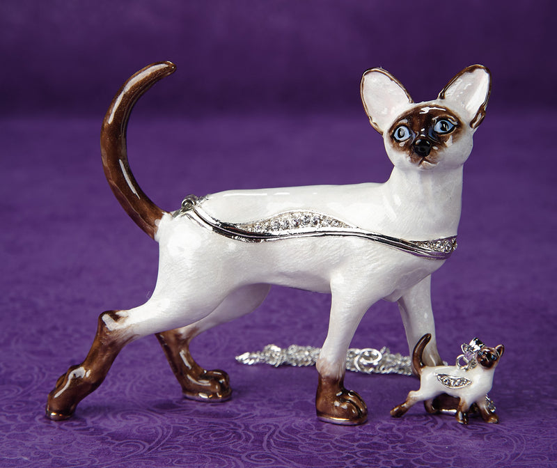 Siamese Cat Trinket Box and Necklace